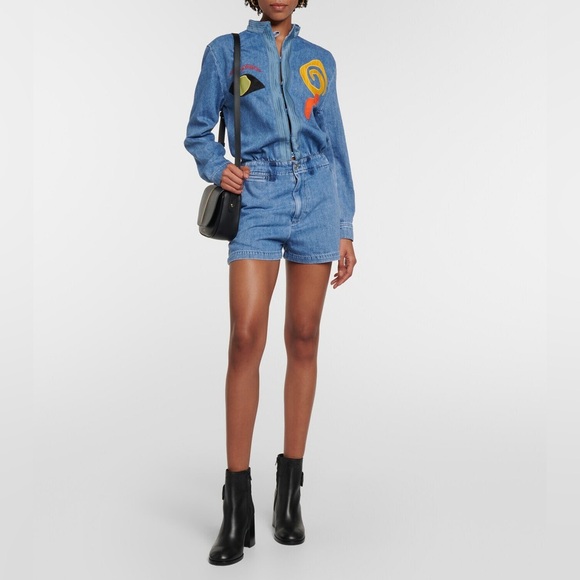 SEE BY CHLOE Chany Gold Buckle Black Leather Heeled Ankle Boots Booties Shoes - Picture 3 of 16